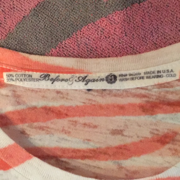 Cute orange and white tee, "Before & Again" , fits like a small/medium - Picture 2 of 4